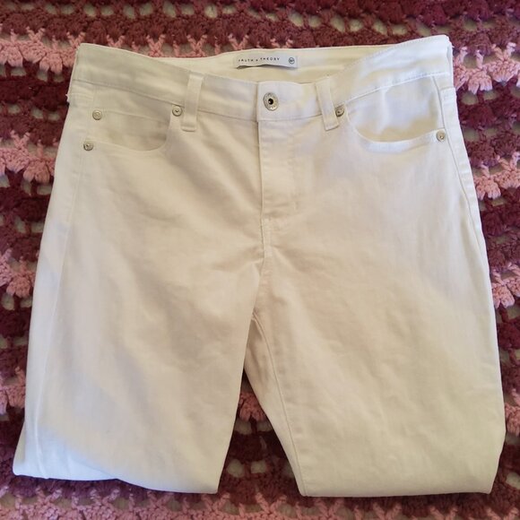 Solid White Soft Stretch Straight Cotton Skinny Jeans Size 8P EUC - Picture 10 of 14